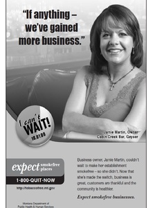 Smokefree Montana- Cabin Creek Bar Poster: details >>