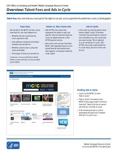 MCRC Overview Series, Tip Sheet 3: Talent Fees and Ads in Cycle